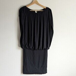 Seven times seven Black Drape Drop Waist Dress Women's Size Small